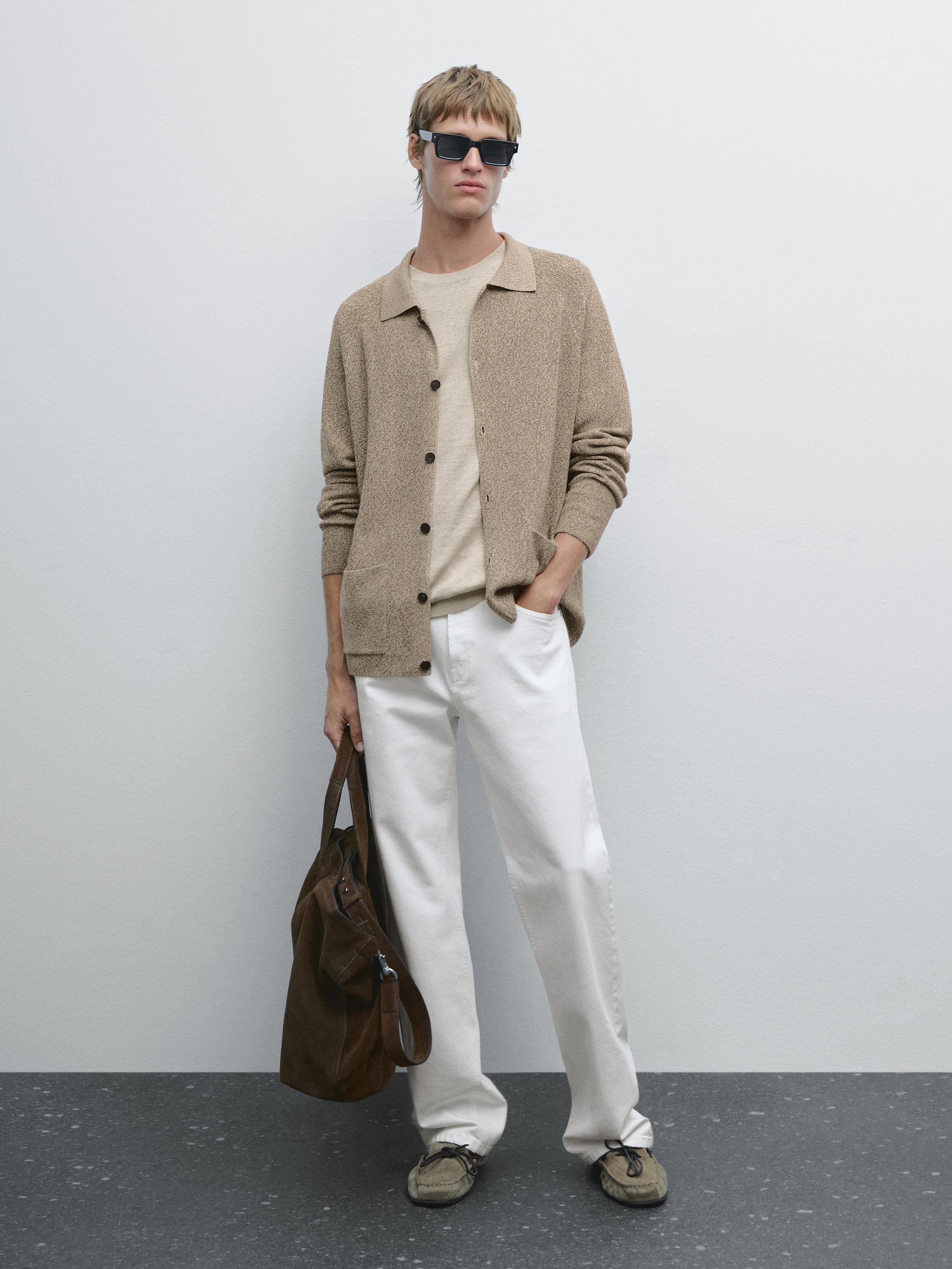 100% cotton mouliné knit cardigan