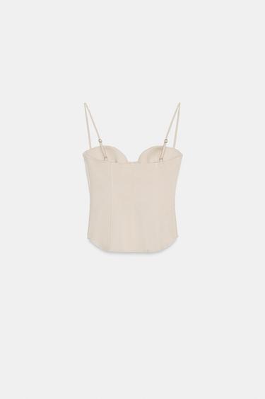 TOP CORSET À BRETELLES - Beige de Zara - Image 3
