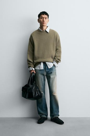 COTTON TEXTURE SWEATER - Light green by Zara