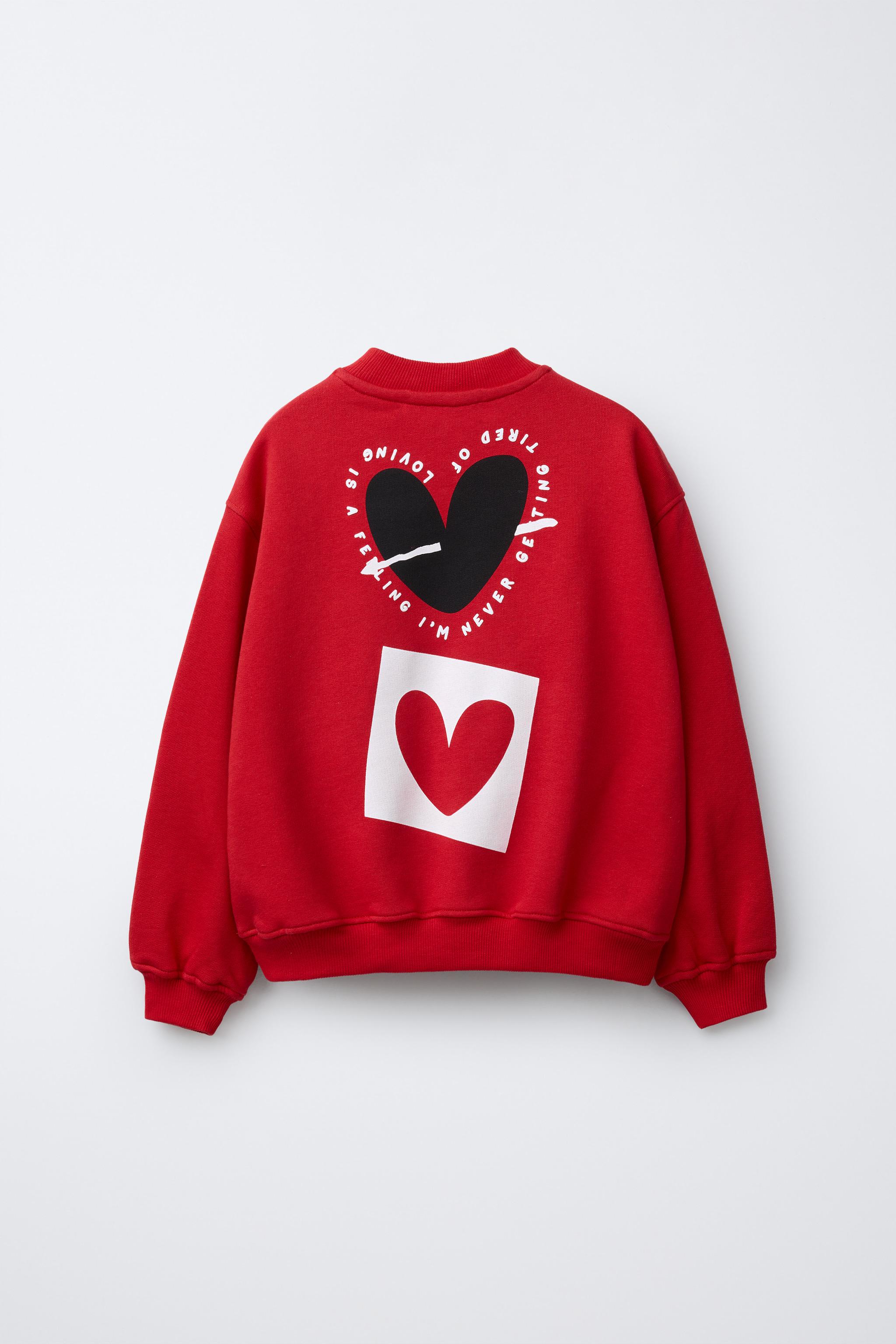 HEART SWEATSHIRT - Red | ZARA United States