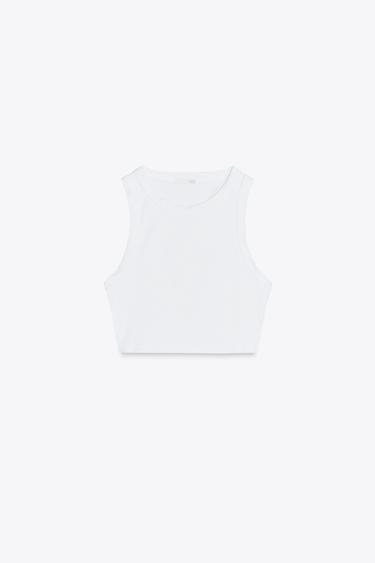 Zara POLYAMIDE CROP TOP - White