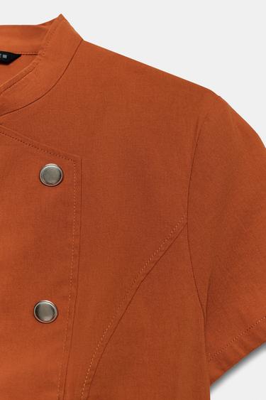 SHORT SLEEVE TOP WITH BUTTONS - Terracotta by Zara - Image 10