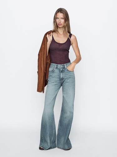 Zara Flared high-waist cotton jeans - Aquamarine - Image 0