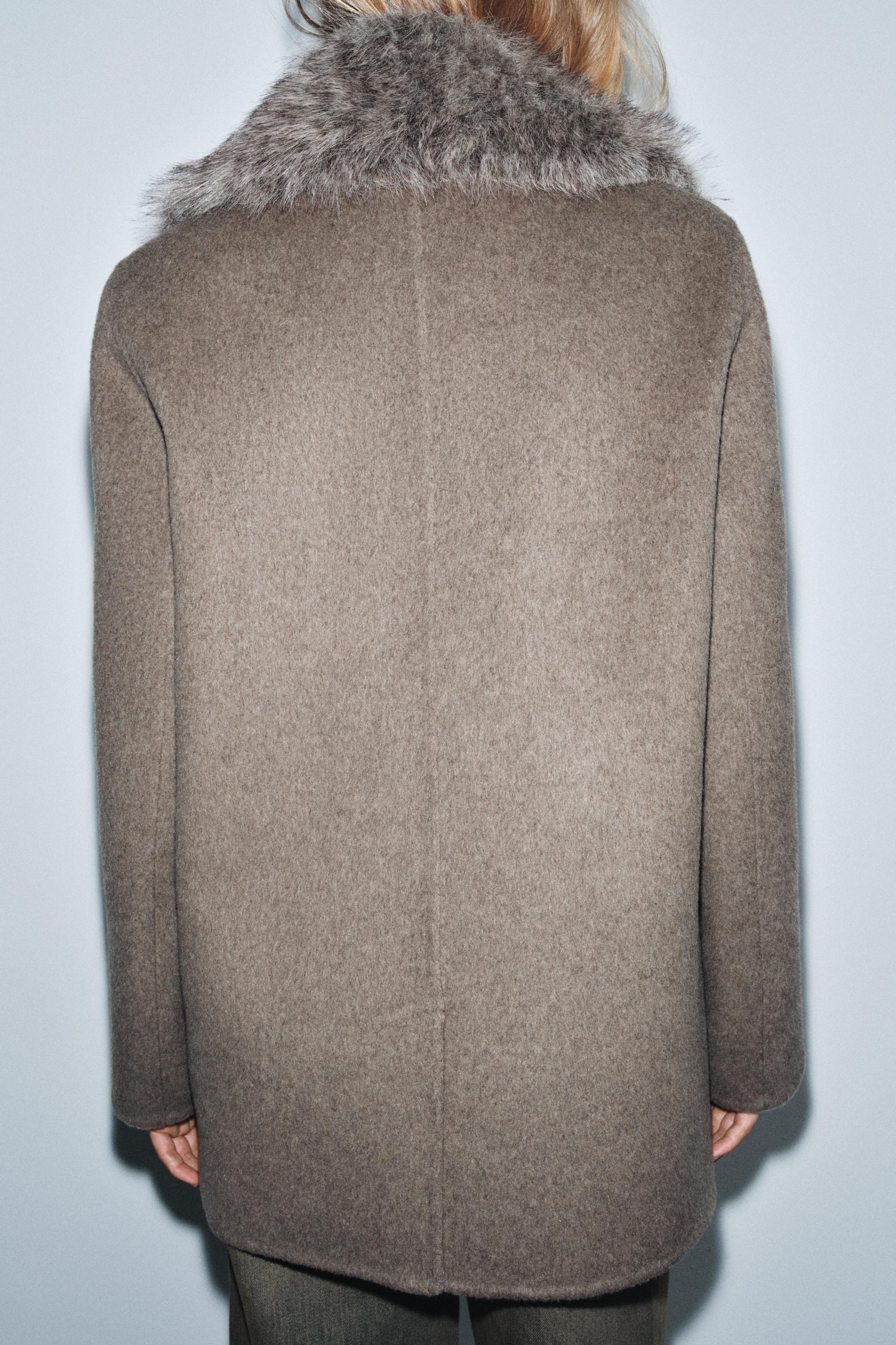 WOOL BLEND BLAZER WITH FAUX FUR COLLAR ZW COLLECTION