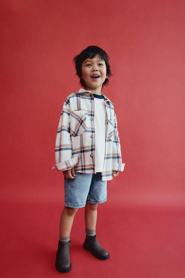 DENIM BERMUDA SHORTS WITH LABEL - Mid-blue by Zara