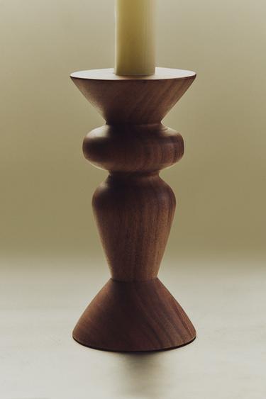 WOOD CANDLESTICK - Brown by Zara