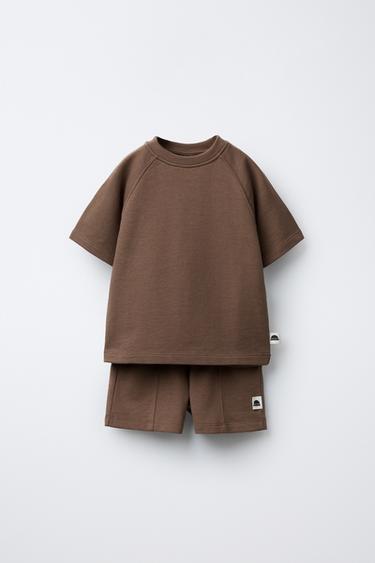 طقم JOGGING ببطاقة - بني فاتح الخاص بـ Zara