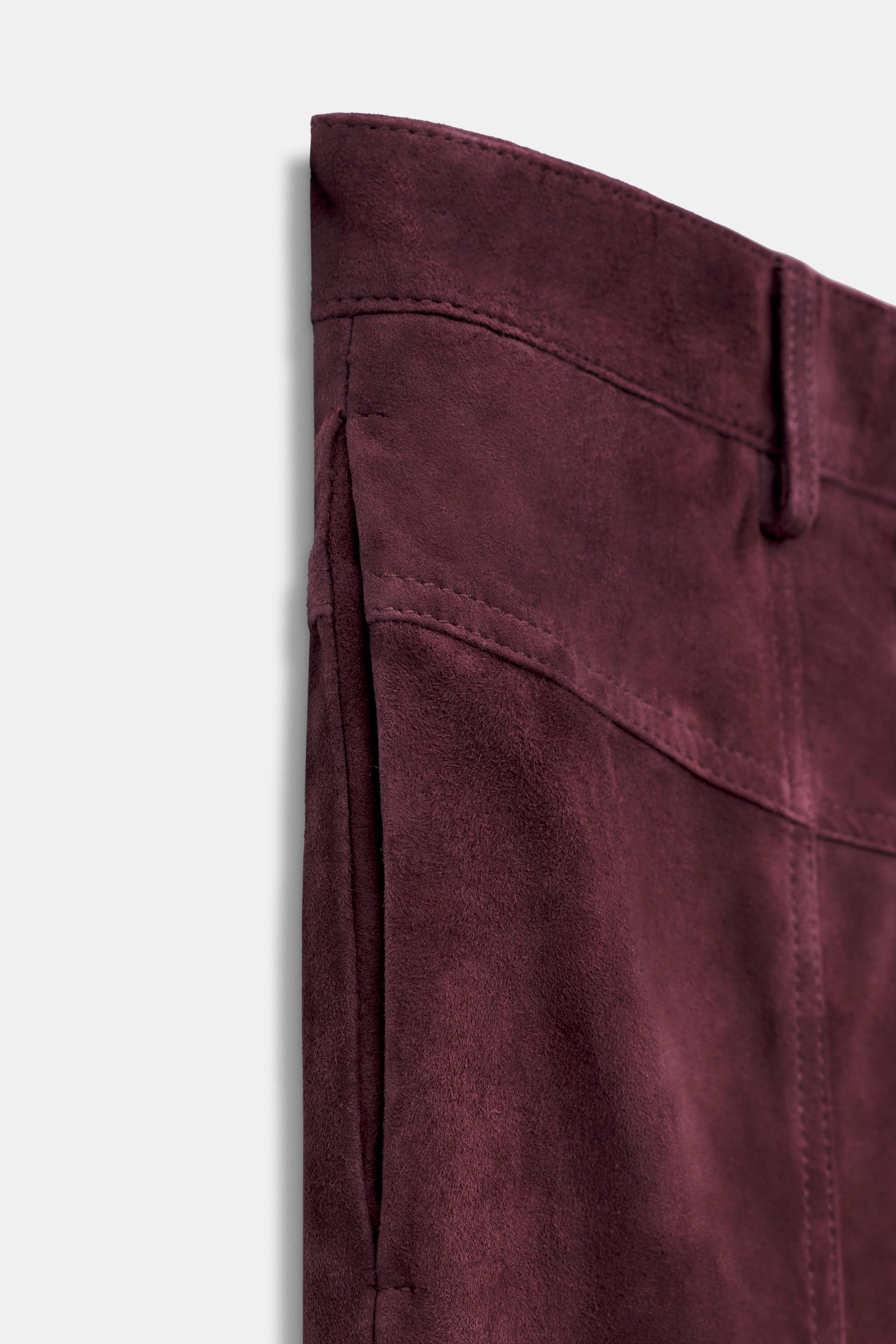 PANTALON EN CUIR DAIM 100 % AVEC POCHES ZW COLLECTION