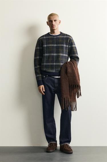 JERSEY RELAXED FIT JACQUARD CUADROS - Marino de Zara - Imagen 0