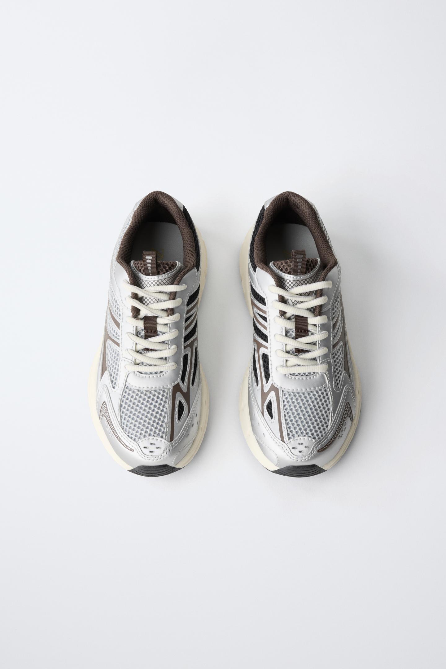 Детские кроссовки Zara Technical Mesh, цвет: Коричневый — фото 5