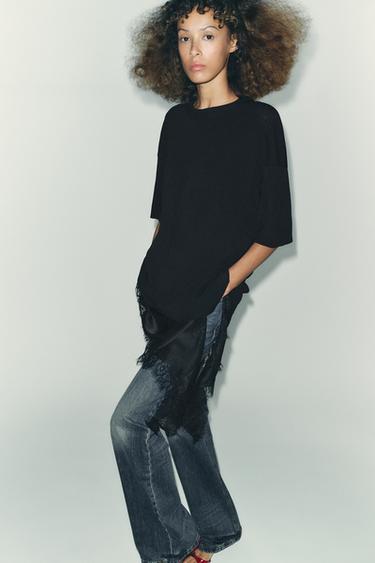 Zara OVERSIZED BASIC KNIT TOP - Black