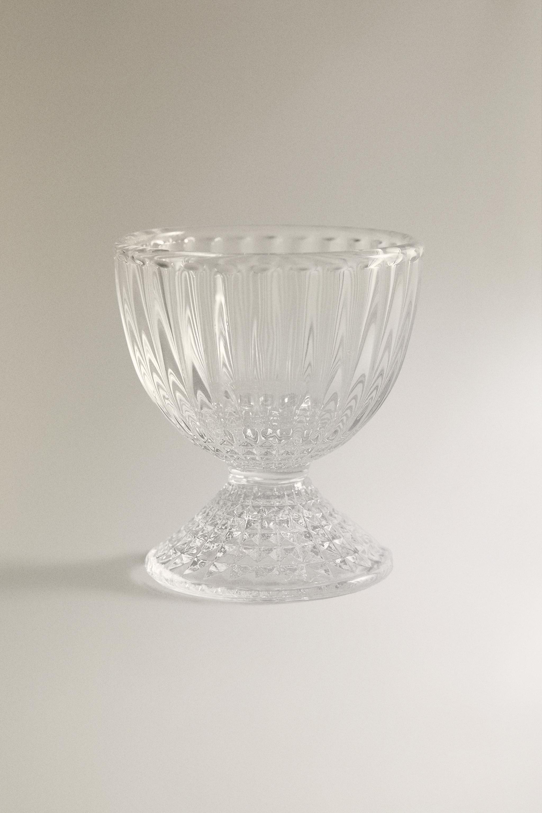 COQUETIER VERRE RELIEF GÉOMÉTRIQUE
