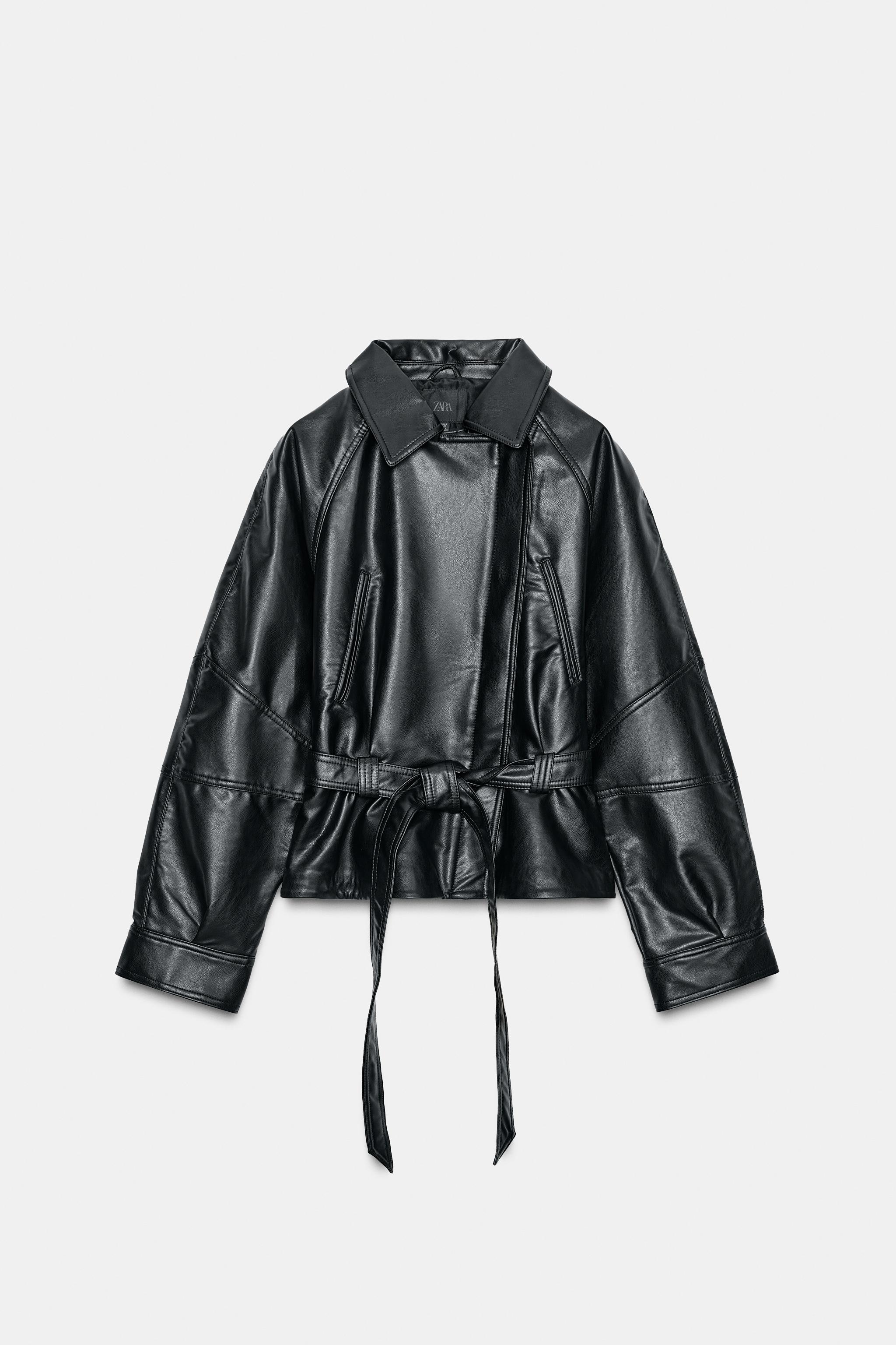 FAUX LEATHER PEPLUM JACKET Black ZARA Canada - Main Image