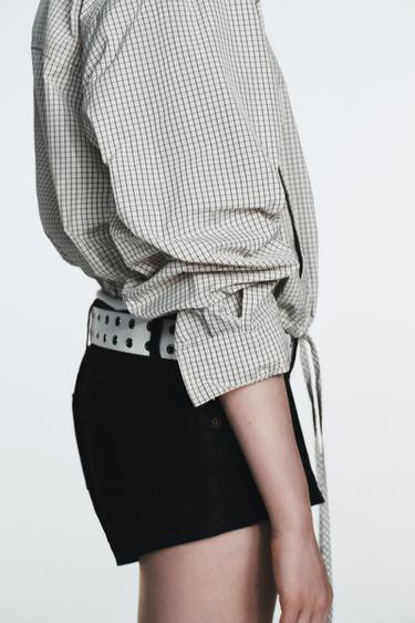 VESTE EN NYLON À CARREAUX - Blanc / Noir de Zara - Image 6