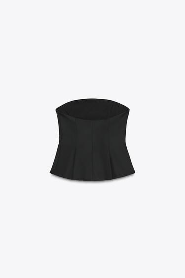 TOP BUSTIER PÉPLUM - Noir de Zara - Image 6