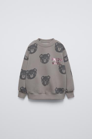 Zara SPARKLY PRINT SWEATSHIRT - Anthracite grey
