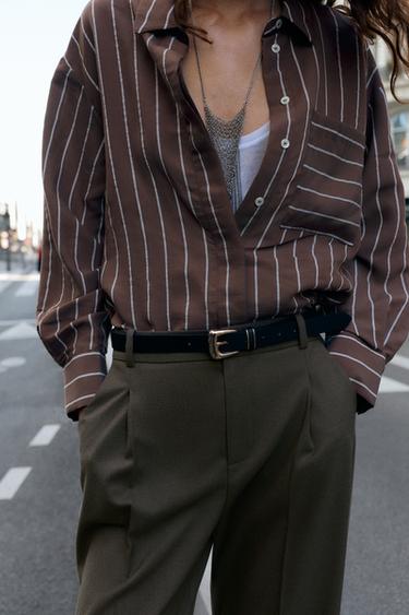 DARTED TROUSERS WITH BELT - Mink by Zara - Image 2