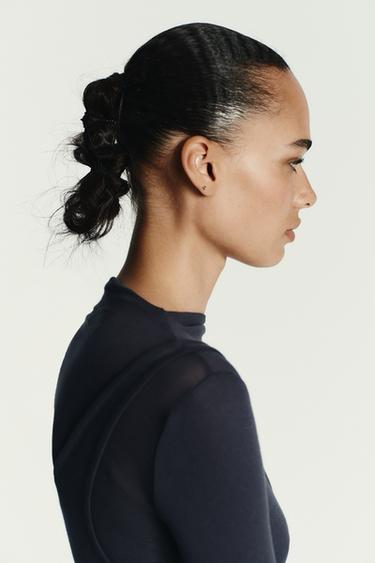 DOUBLE EFFECT DRESS WITH TIE BELT - Charcoal grey by Zara - Image 4