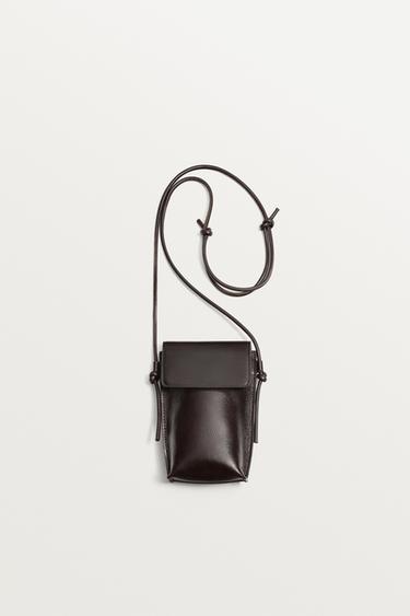 SAC BANDOULIÈRE EN CUIR - Marron de Zara