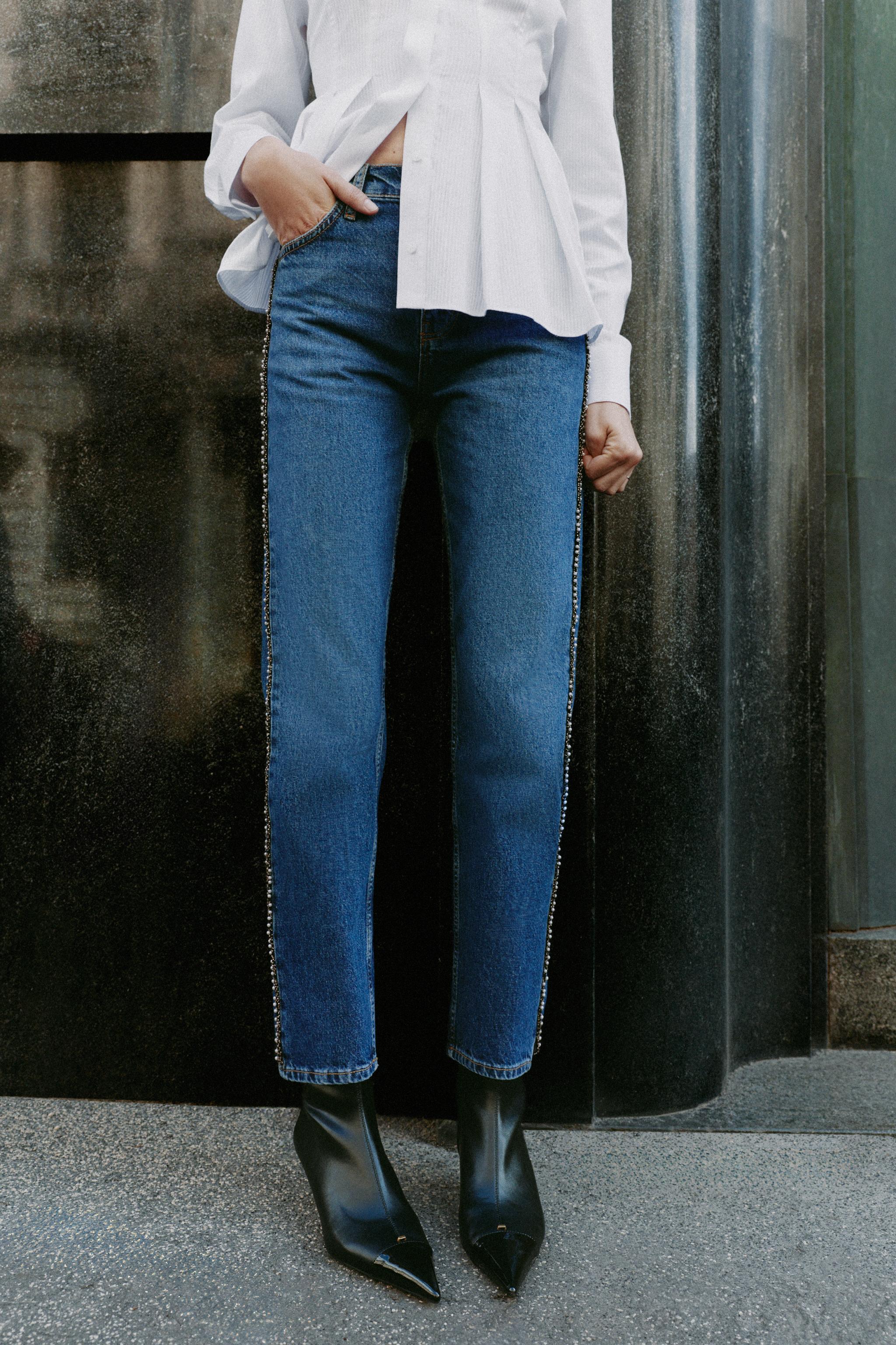 Z1975 MID-RISE SLIM STRAIGHT PEARL JEANS
