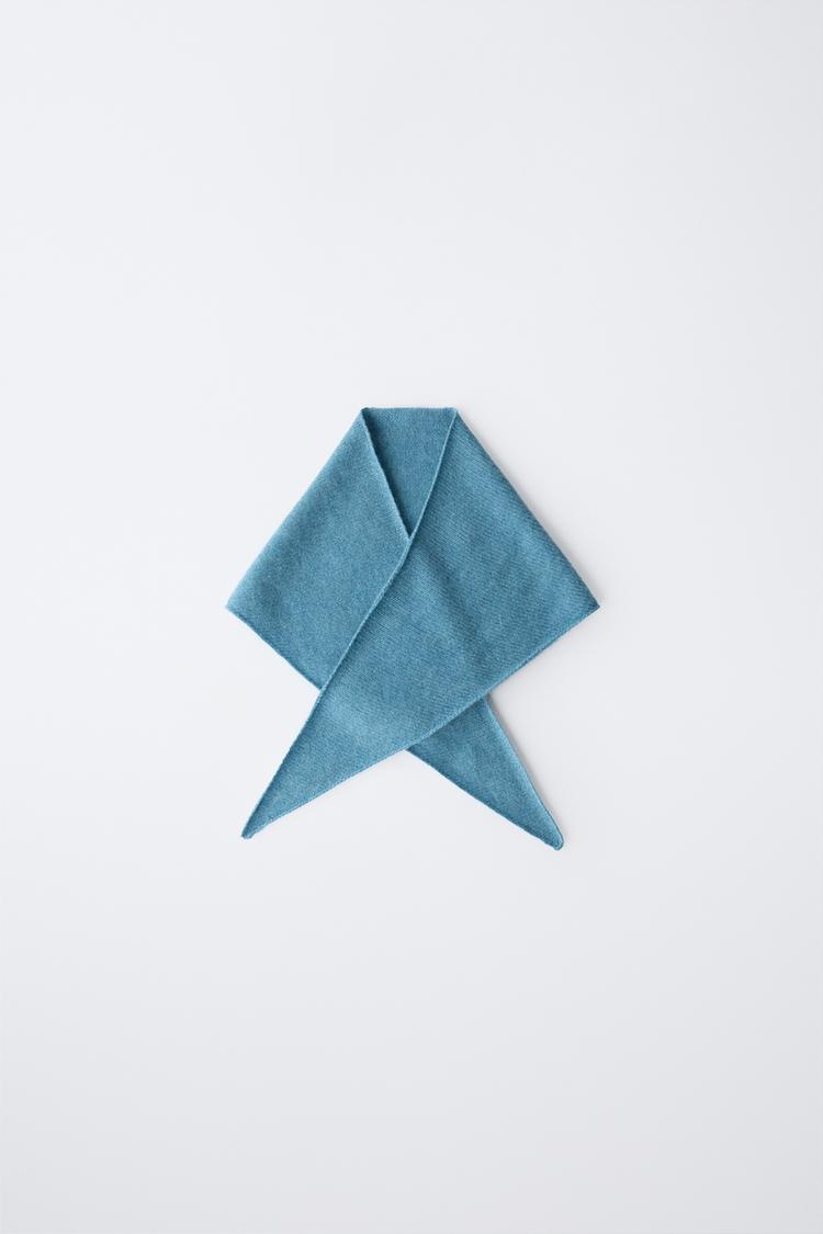 TRIANGULAR 100% CASHMERE SCARF Blue marl ZARA United States