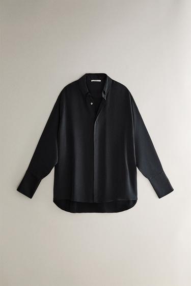 HEDVÁBNÁ KOŠILE - Modrá od Zara