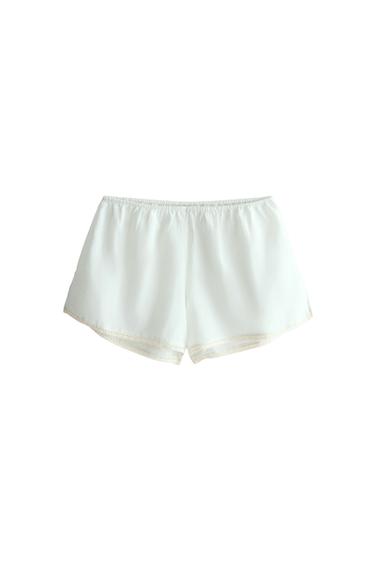 LACE COTTON SHORTS - Light blue by Zara