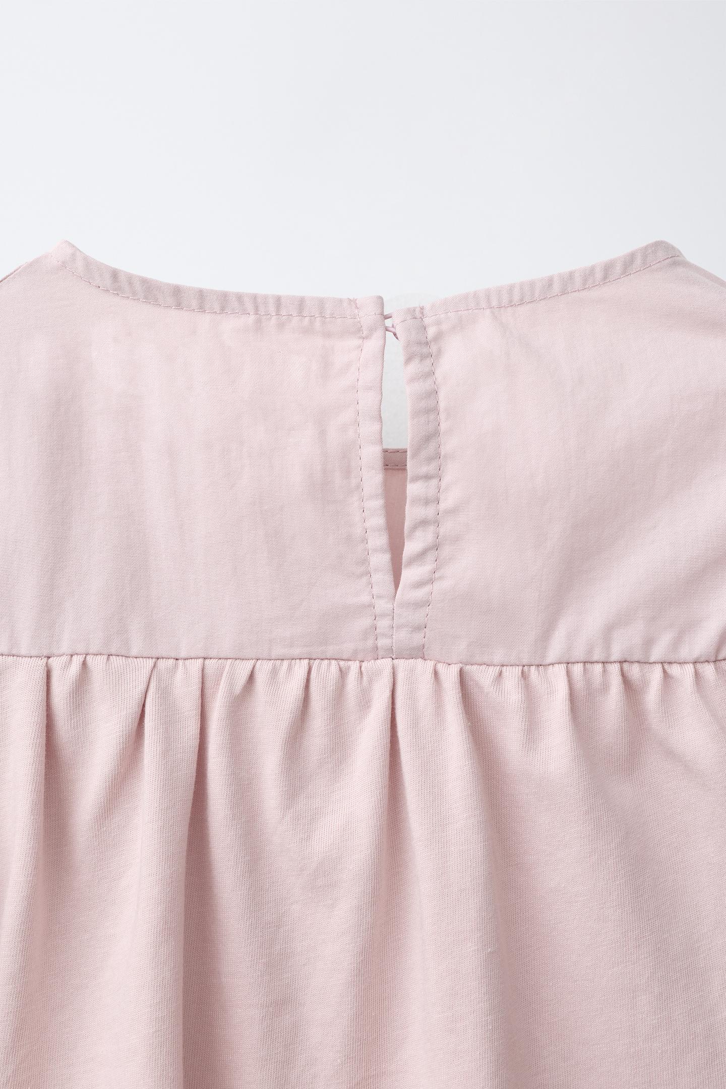 Детская футболка Zara Studded Ruffle, цвет: Пыльный розовый — фото 4