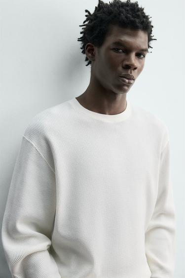 T-SHIRT STRUCTURE WAFFLE - Blanc cassé de Zara - Image 5