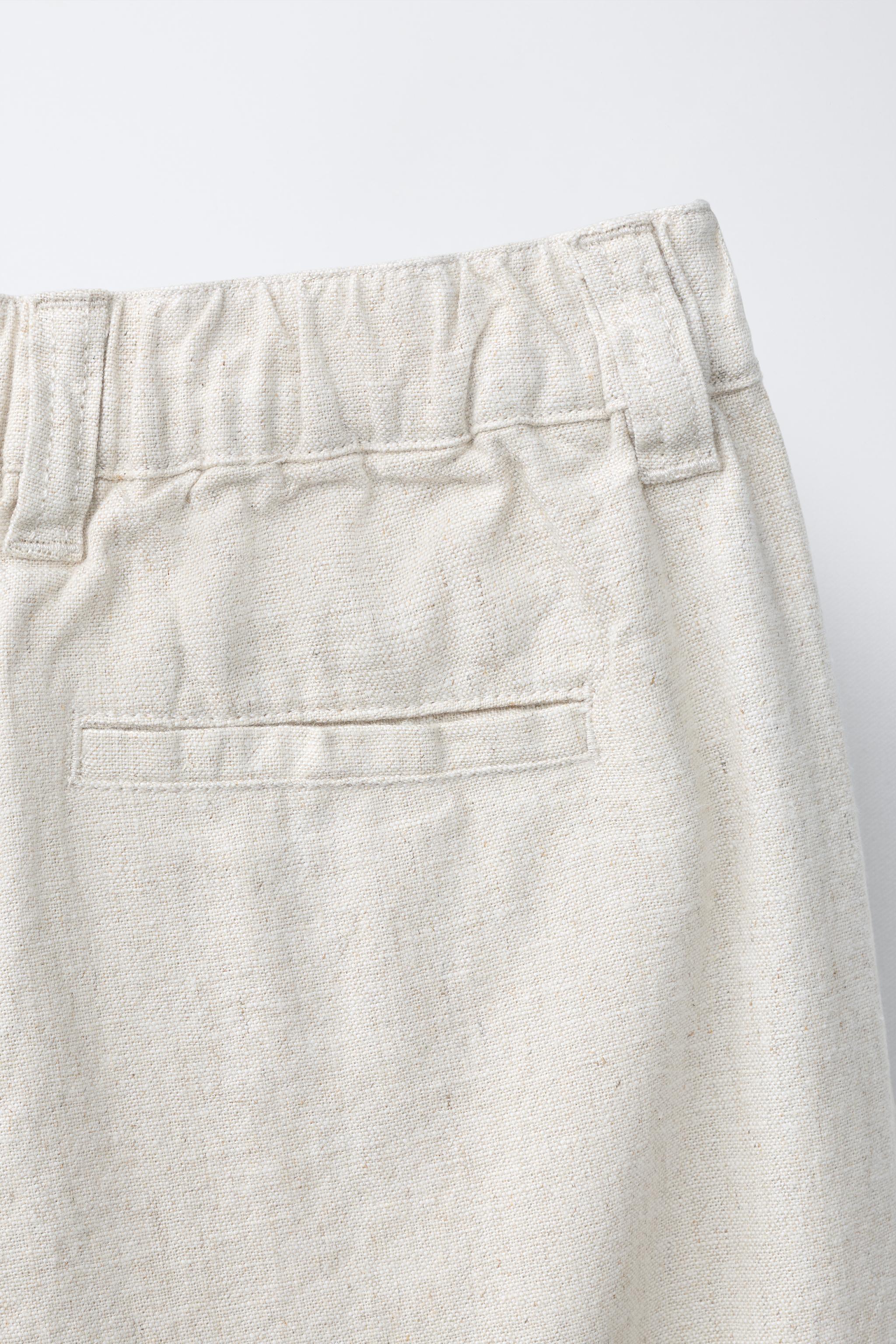 PANTALON DROIT EN COTON ET LIN