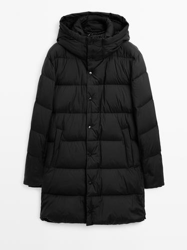 Abrigo largo acolchado water repellent - Negro de Zara