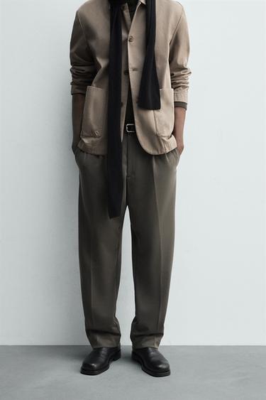 PANTALON FLUIDE COUPE DROITE - Kaki foncé de Zara - Image 1