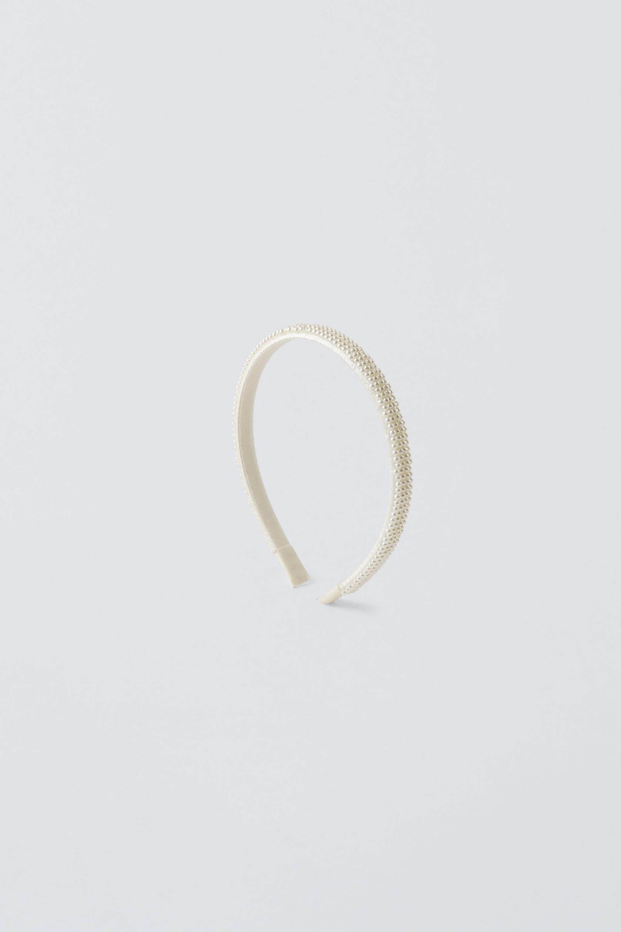 ビーズ付きベルベットヘアバンド - グレー | ZARA Japan / 日本