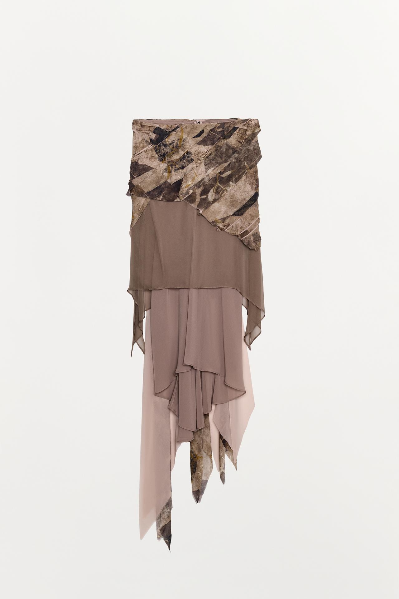 ZW COLLECTION CONTRAST RUFFLE MIDI SKIRT — Mauve