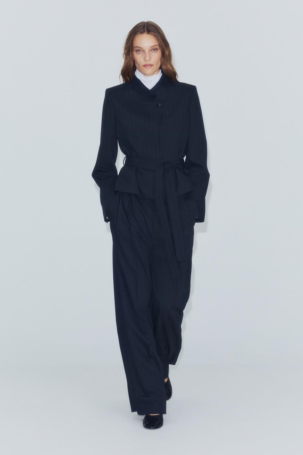 STRIPED HIGH-WAIST PLEATED TROUSERS ZW COLLECTION