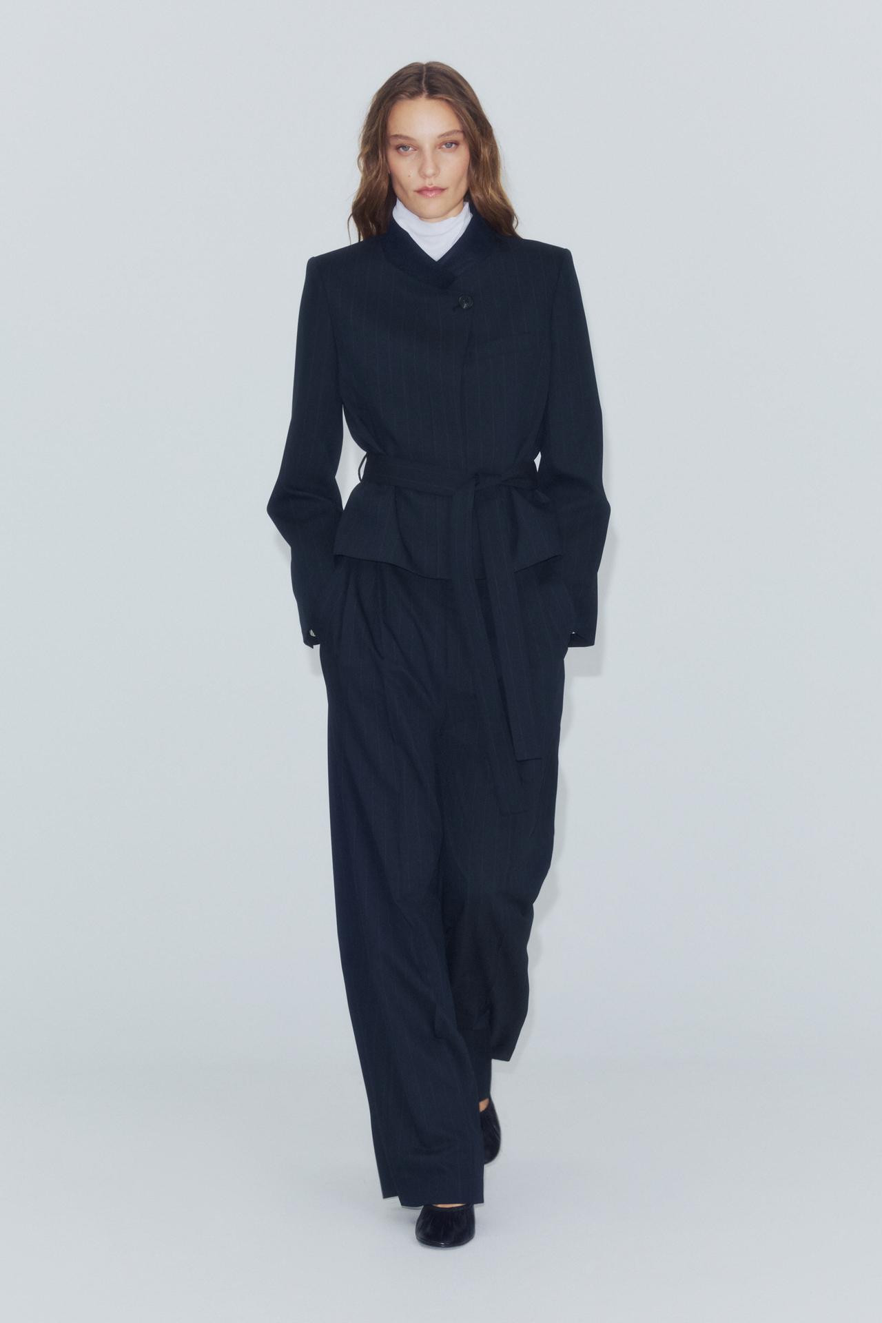 ZW COLLECTION STRIPED HIGH-RISE PLEATED PANTS — striped