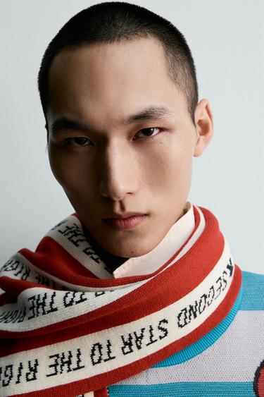 ÉCHARPE À RAYURES TEXTE PETER PAN HARRY LAMBERT FOR ZARA X DISNEY - Rouge de Zara - Image 0