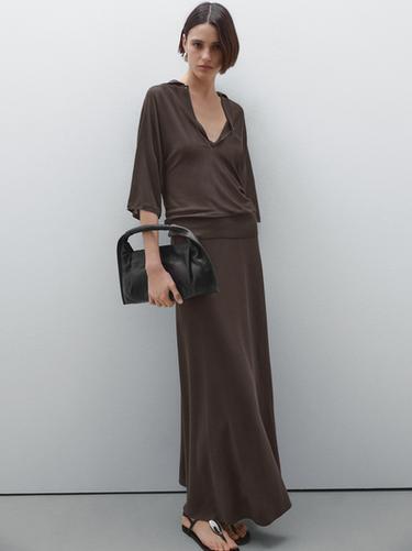 Zara Long flared skirt - Chocolate