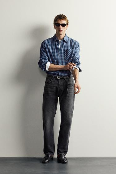 Zara AARON LEVINE X ZARA CHECKED TWILL SHIRT - Blue / Black