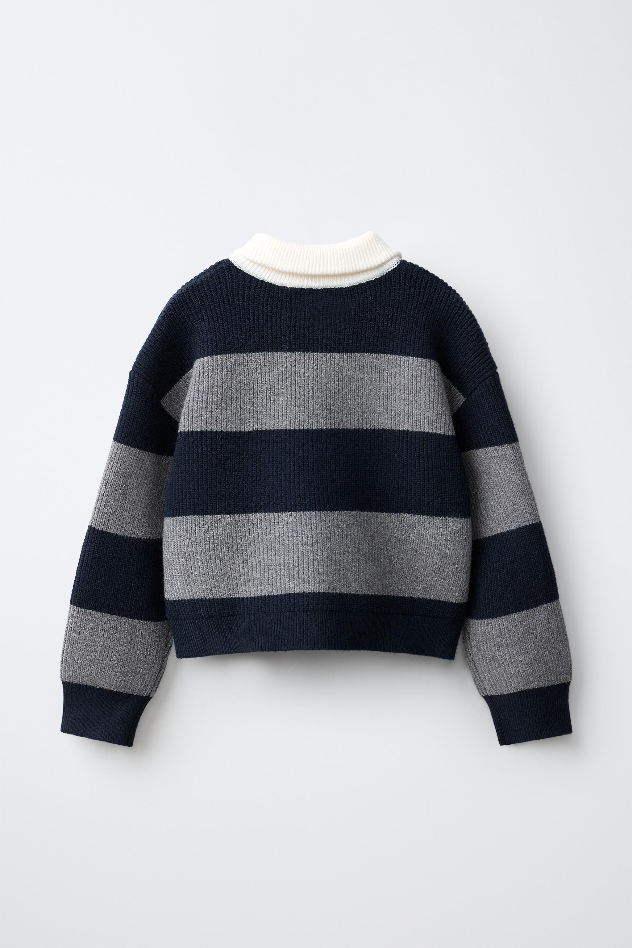 PULL POLO EN MAILLE À RAYURES