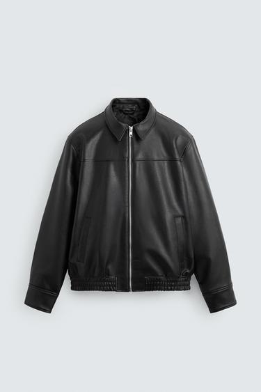 BLOUSON BOMBER MATIÈRE SYNTHÉTIQUE - Noir de Zara