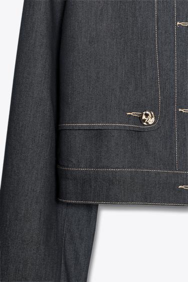 CONTRAST STITCH CROPPED JACKET - Indigo by Zara - Image 7