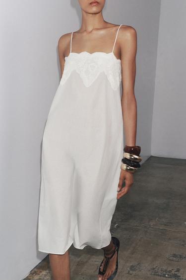 ROBE À BRETELLES BRODÉE ZW COLLECTION - Blanc de Zara - Image 2