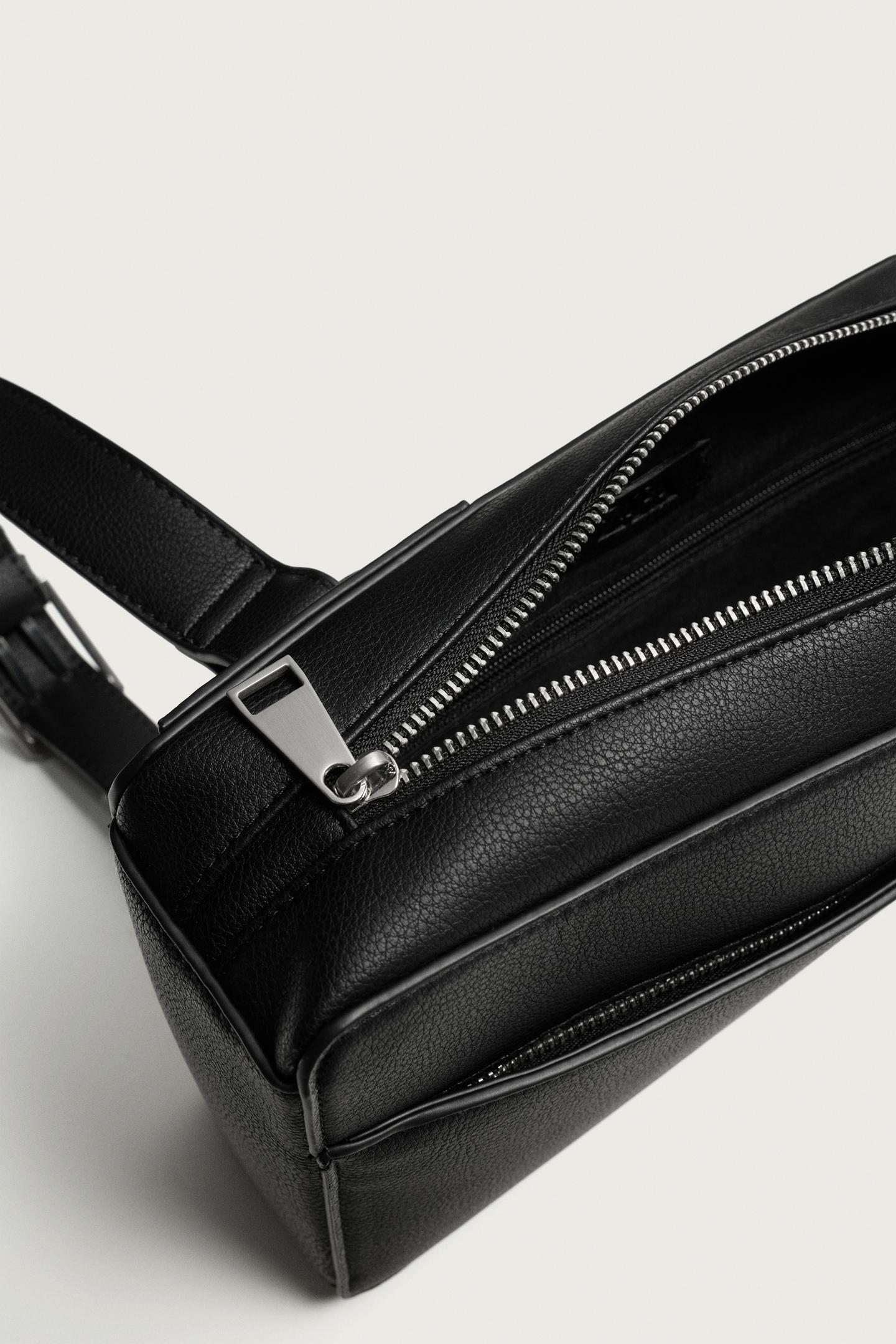Мужская сумка Zara Vertical Textured Crossbody, цвет: Чёрный — фото 9