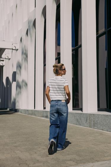 SHORT SLEEVE KNIT POLO TOP - striped by Zara - Image 3