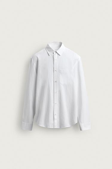 CAMISA REGULAR FIT COM EFEITO AMASSADO - Branco da Zara