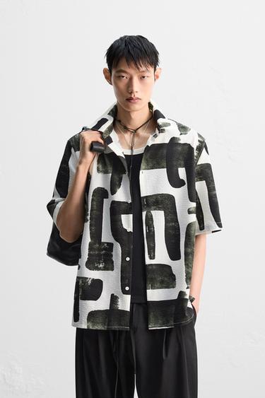 ABSTRACT PRINT SEERSUCKER SHIRT - 025 by Zara