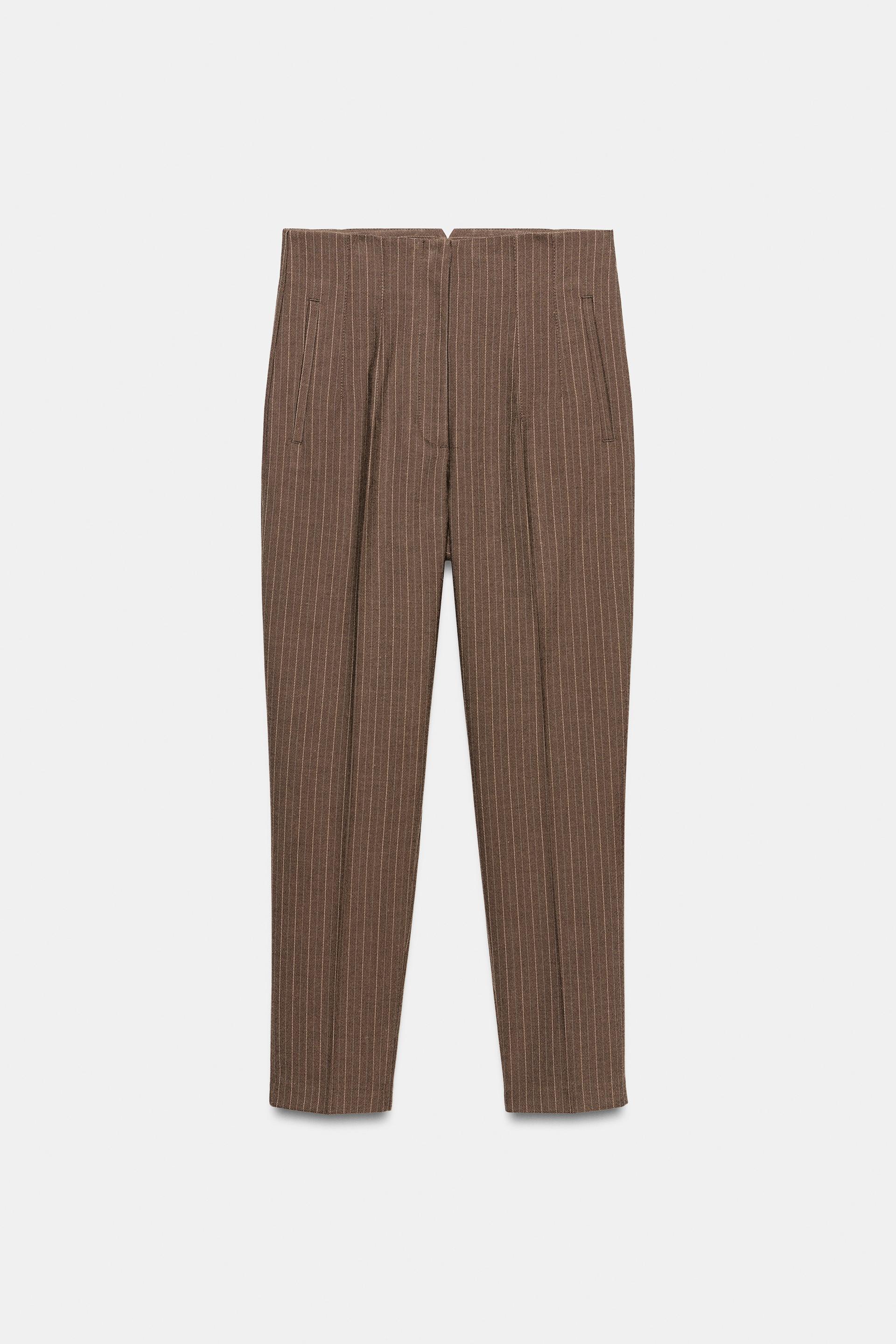 High-Waist Striped Trousers