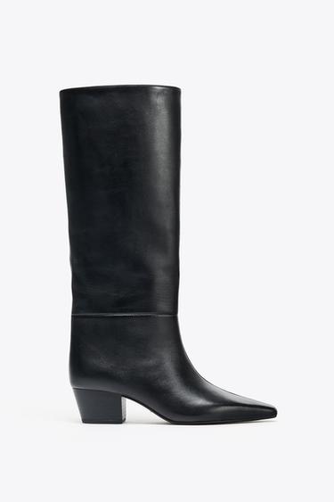 BOTA PIEL TACÓN - Negro de Zara