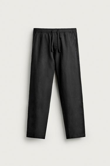 БРЮКИ RELAXED FIT ИЗ СМЕСОВОГО ХЛОПКА — ЧЕРНЫЙ от Zara
